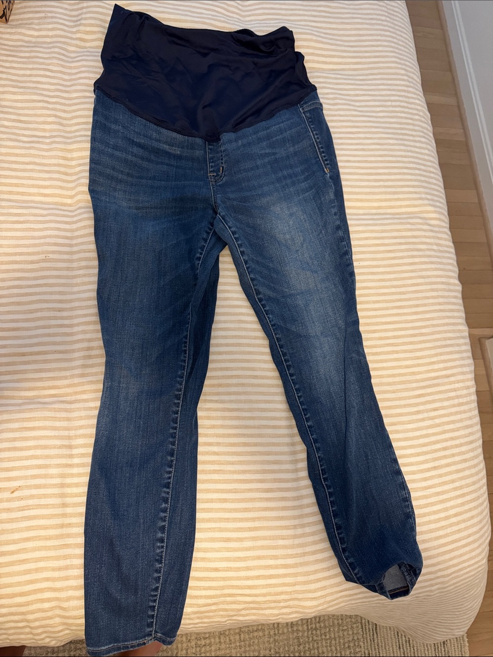 Madewell Dark Blue Maternity Denim Jeans with Navy Overband